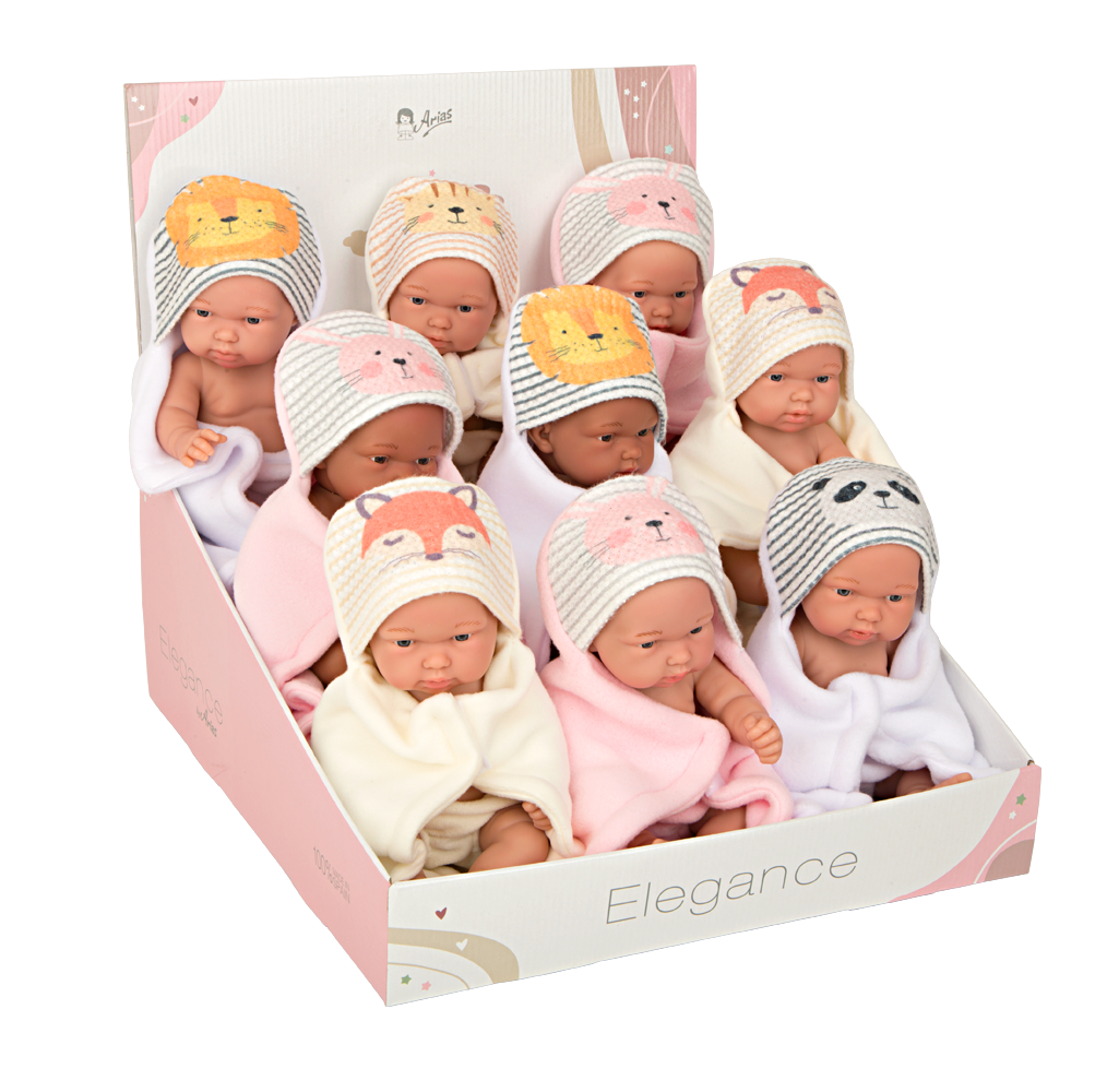 Elegance Pillines dolls (9 units) with bath towel in display case ...